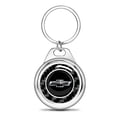 thumbnail image 1 of iPick Image for Chevrolet Black Logo Real Black Carbon Fiber Chrome Roundel Metal Case Key Chain, Official Licensed, 1 of 5