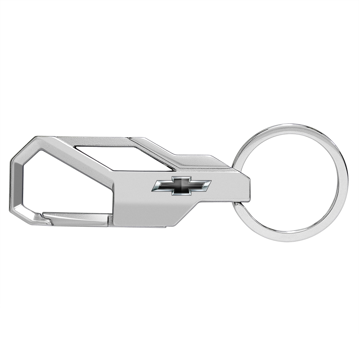 iPick Image for Chevrolet Black Logo Silver Carabiner-style Snap Hook Metal Key Chain, Official Licensed