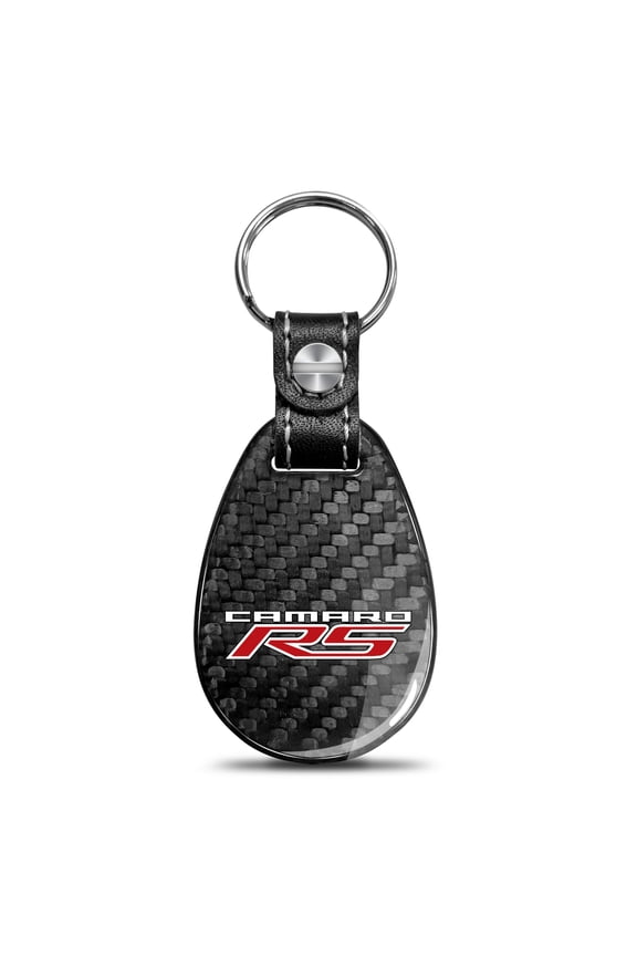 for Chevrolet Camaro RS Black Real Carbon Fiber Large Tear-Drop Key Chain, Official Licensed