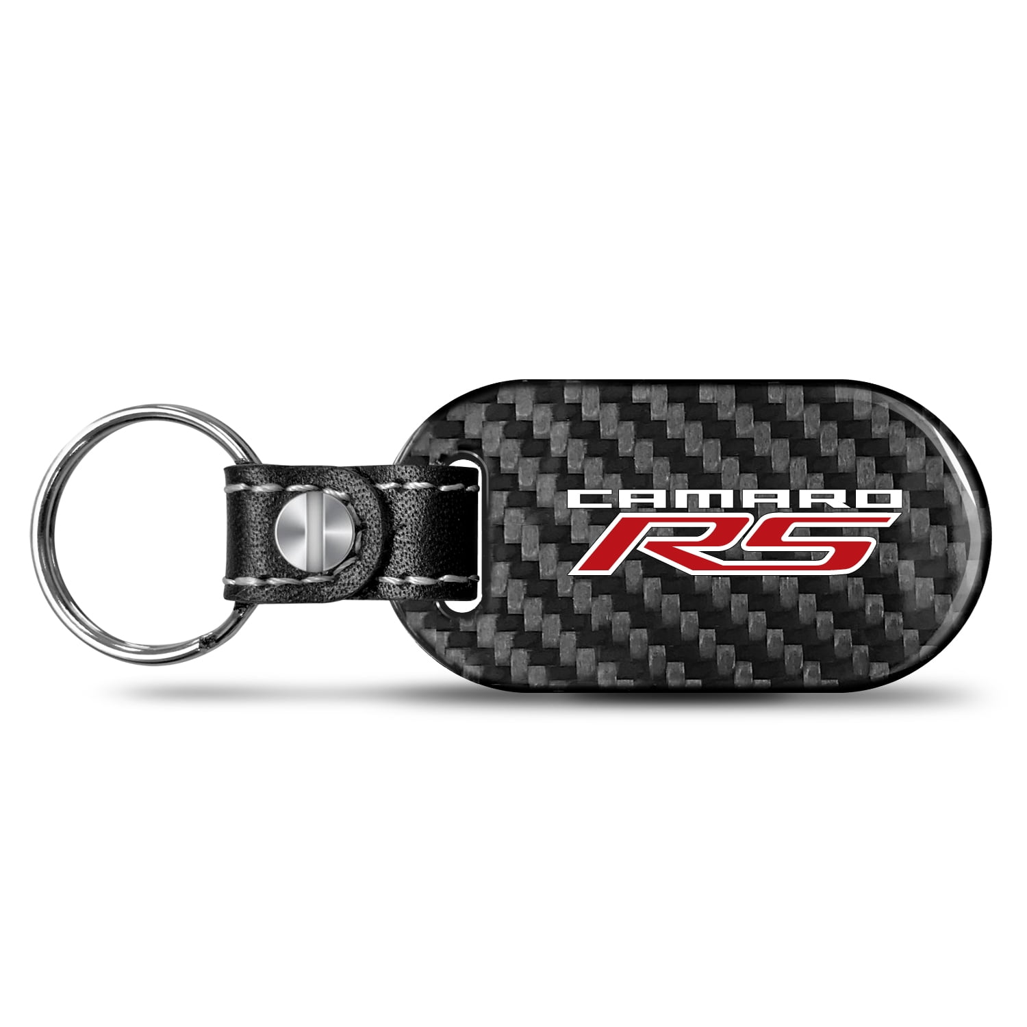 iPick Image for Chevrolet Camaro RS Real Black Carbon Fiber Tag Style Key Chain, Official Licensed