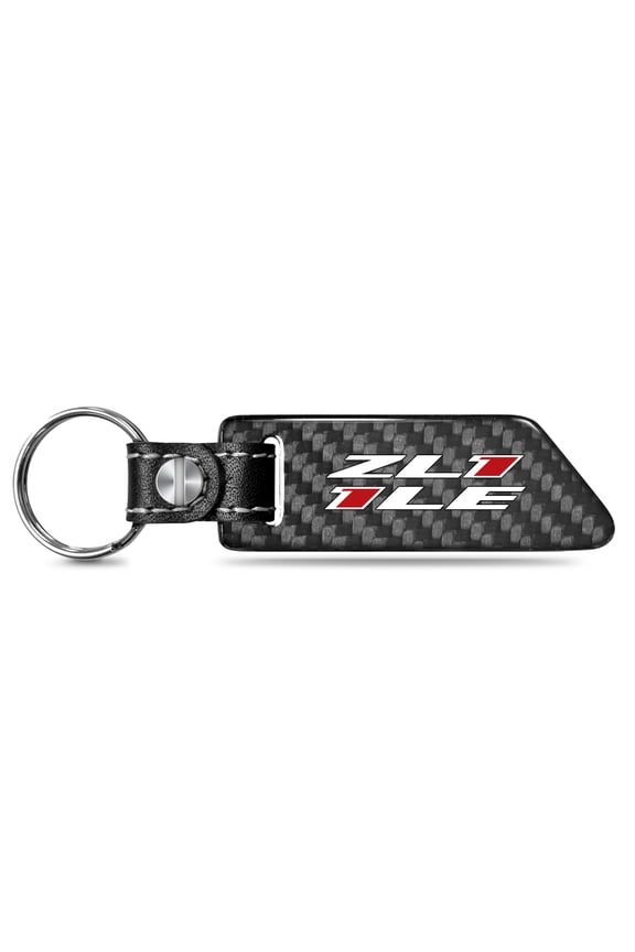 for Chevrolet Camaro ZL1-1LE Black Real Carbon Fiber Blade Style with Black Leather Strap Key Chain, Official Licensed