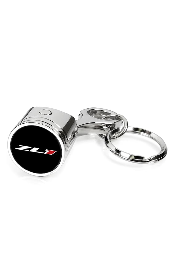 for Chevrolet Camaro ZL1 Engine Piston Style Chrome Metal Key Chain, Official Licensed