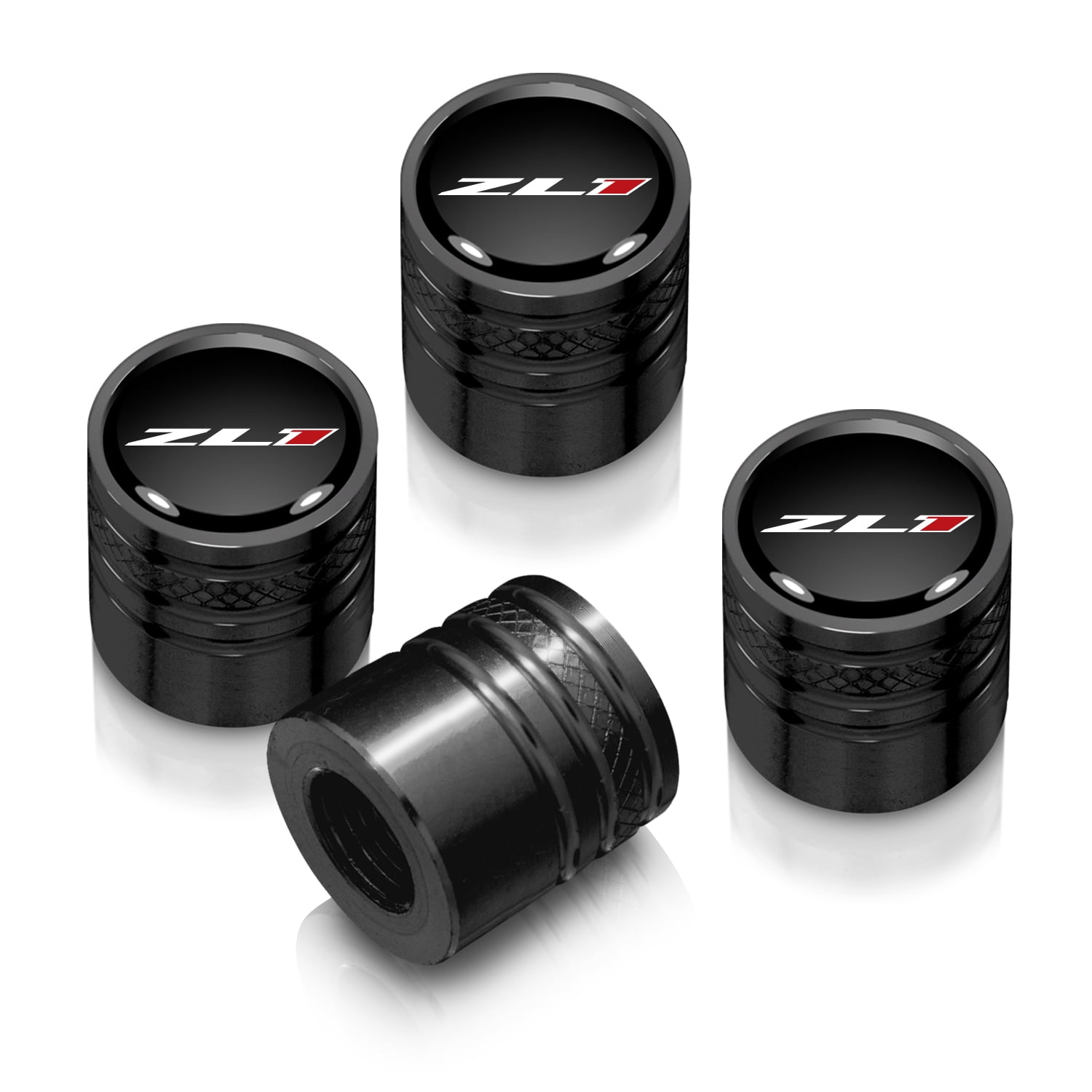 iPick Image for Chevrolet Camaro ZL1 Logo in Black on Black Aluminum CylinderStyle Tire Valve