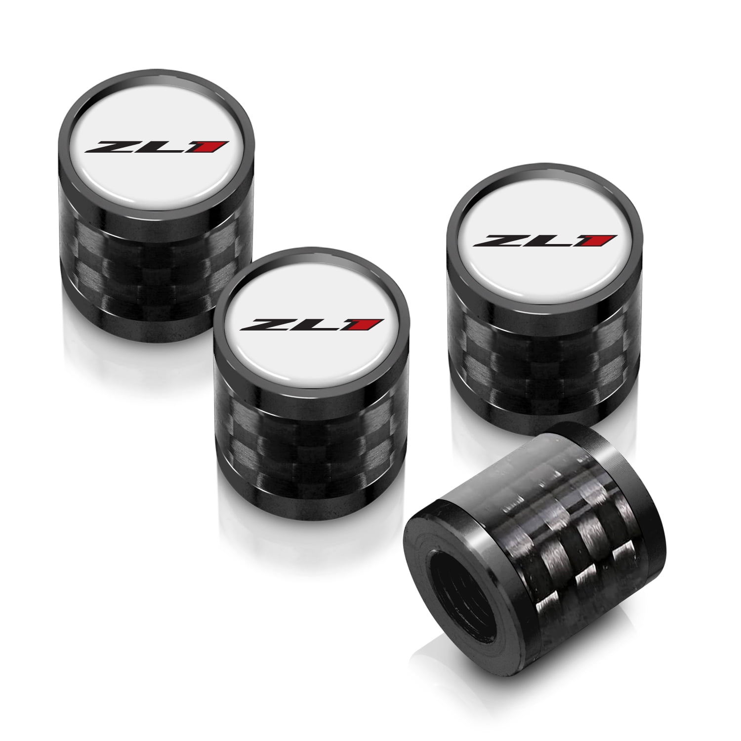 iPick Image for Chevrolet Camaro ZL1 Logo in White on Real Carbon Fiber Barrel Black Aluminum