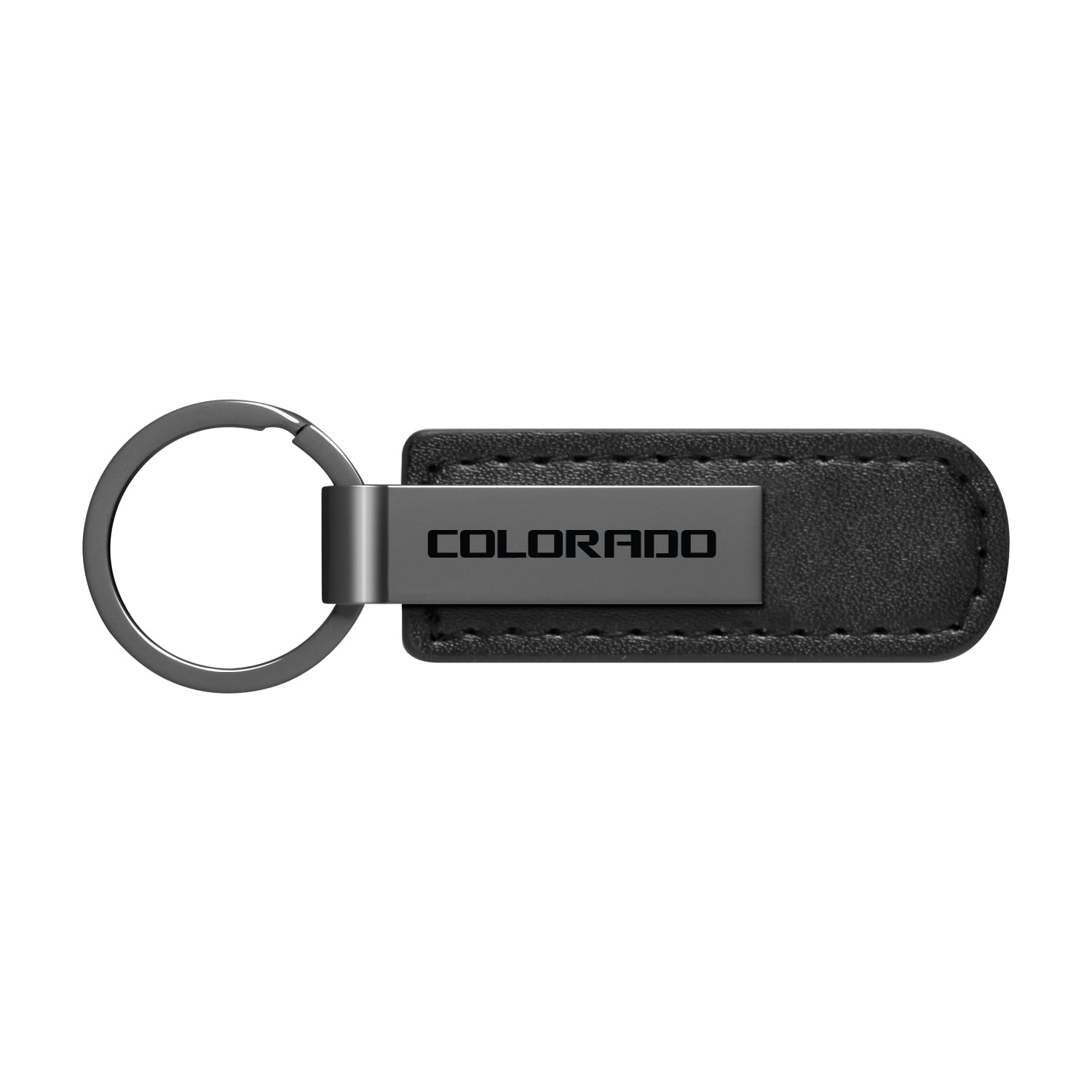 iPick Image for Chevrolet Colorado Black Chrome Metal Plate Black PU Leather Key Chain, Official Licensed