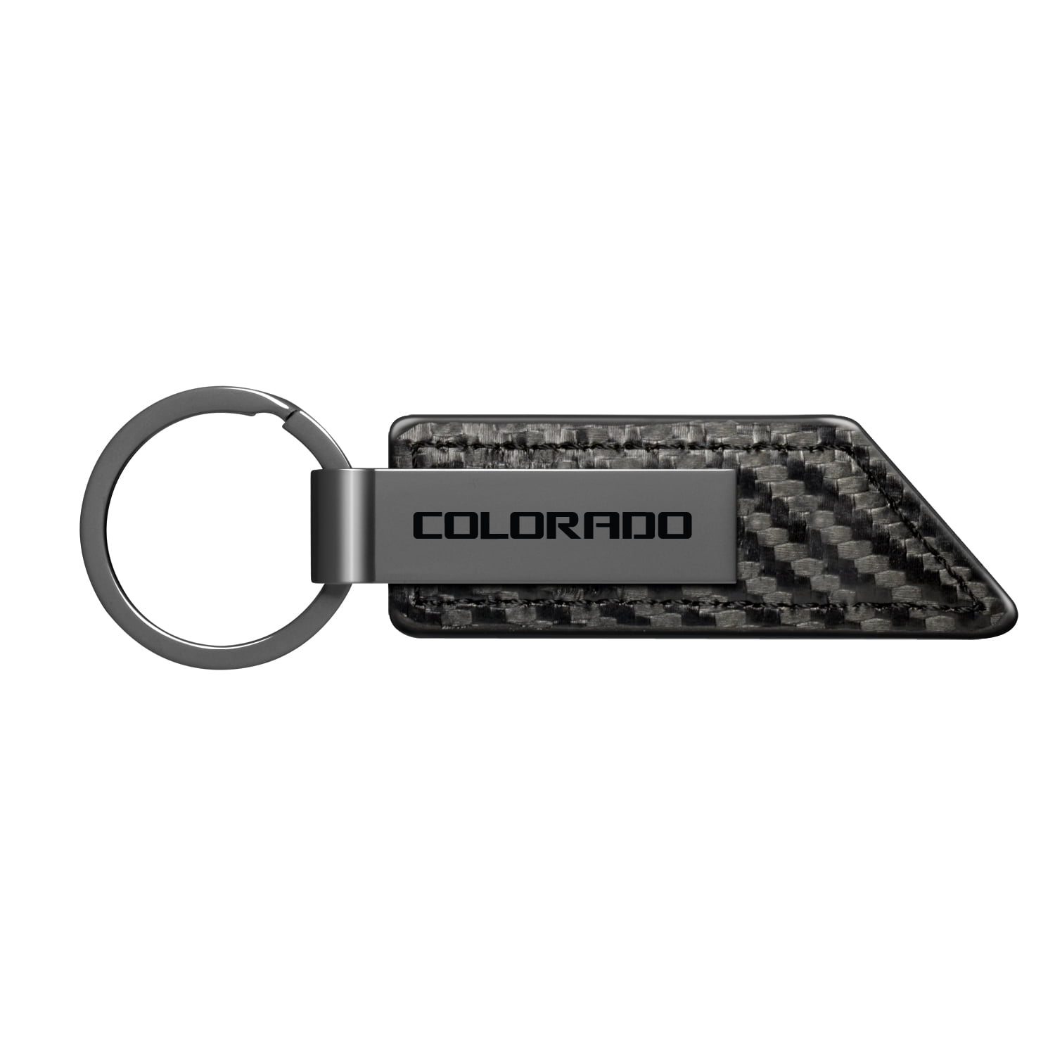 iPick Image for Chevrolet Colorado Black Chrome Metal Plate Carbon Fiber Texture PU Leather Key Chain, Official Licensed