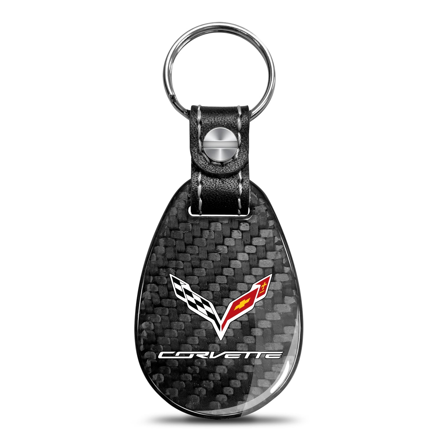 iPick Image for Chevrolet Corvette C7 Black Real Carbon Fiber Large Tear Drop Key Chain Official Licensed Walmart