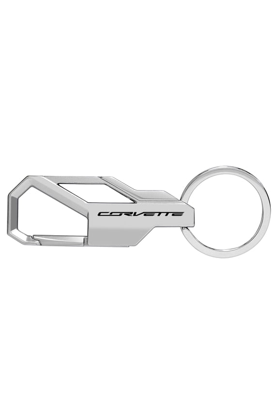 for Chevrolet Corvette C7 Silver Carabiner-style Snap Hook Metal Key Chain, Official Licensed