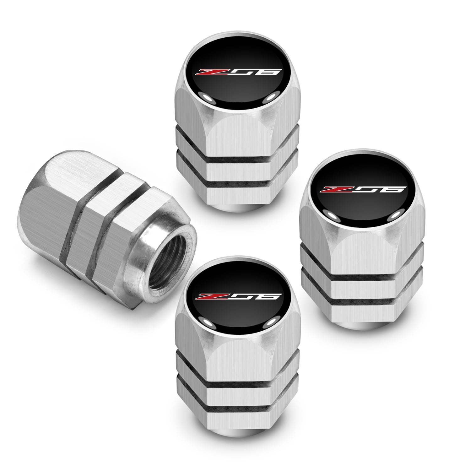 IPick Image Corvette C7 Z06 Logo Tire Valve Caps – Black On Black Aluminum, Set Of 4