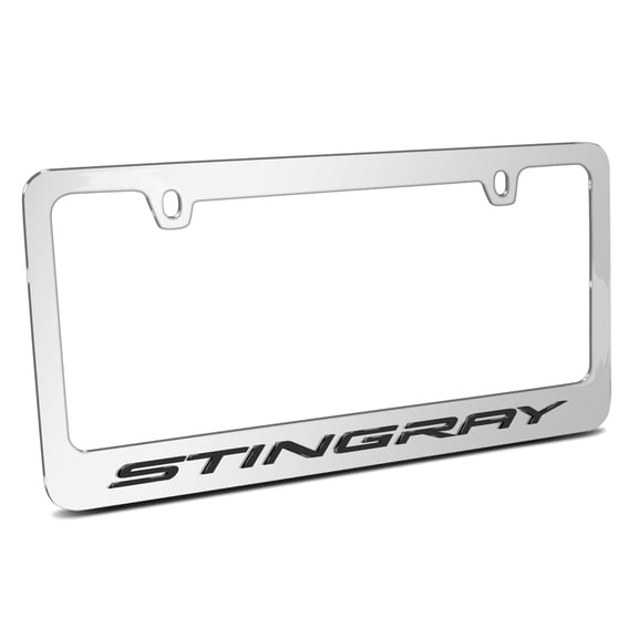 iPick Image for Chevrolet Corvette C8 Stingray 3D Embossed Letters on Mirror Chrome Metal License Plate Frame, Official Licensed