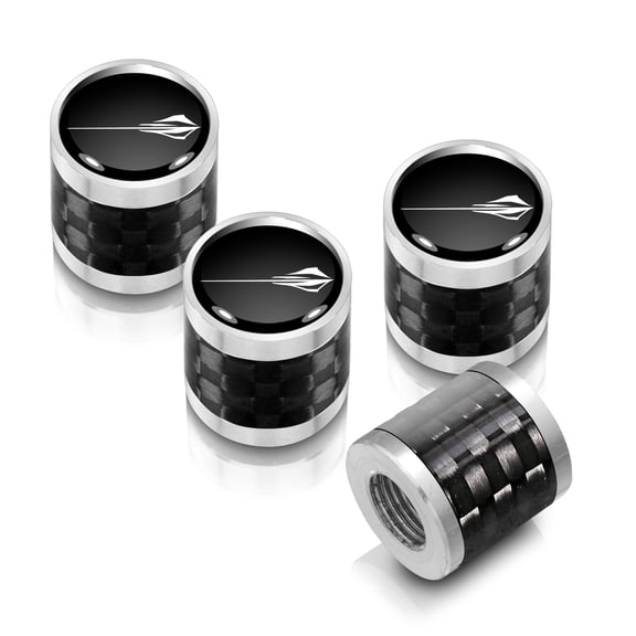 iPick Image for Chevrolet Corvette C8 Stingray Logo in Black on Real Carbon Fiber Barrel Silver Aluminum Tire Valve Stem Caps, Official Licensed
