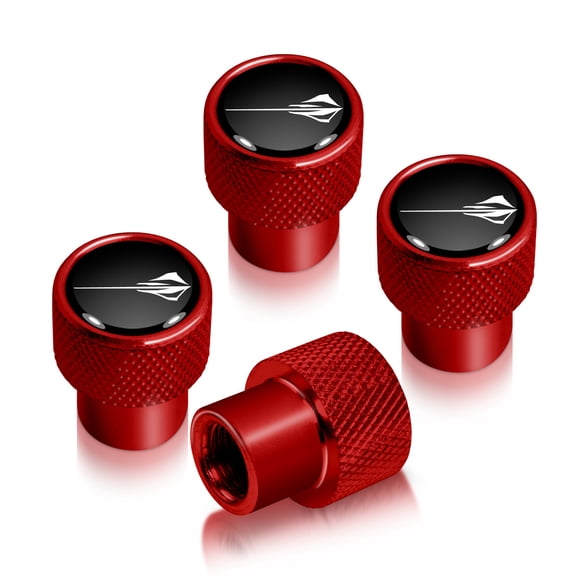 iPick Image for Chevrolet Corvette C8 Stingray Logo in Black on Red Aluminum Tire Valve Stem Caps, Official Licensed