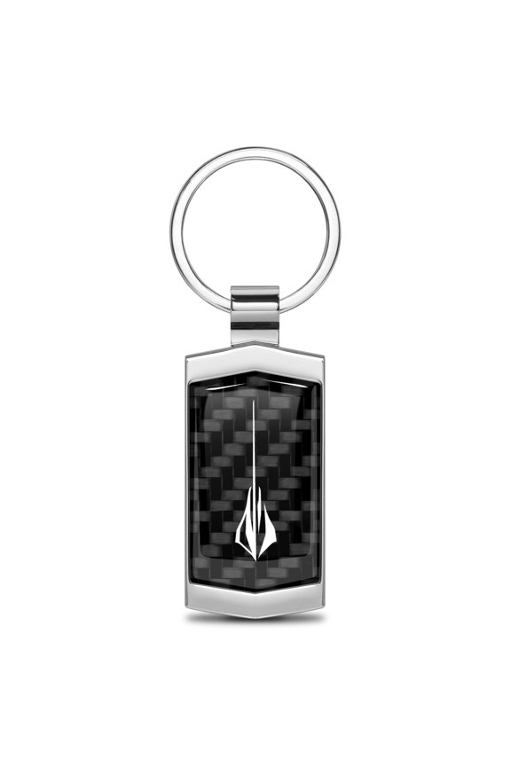 for Chevrolet Corvette C8 Stingray Real Black Carbon Fiber Chrome Metal Case Key Chain, Official Licensed