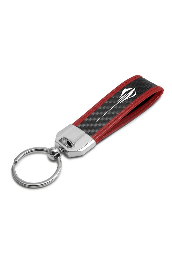 for Chevrolet Corvette C8 Stingray Real Carbon Fiber Strap with Red Leather Stitching Edge Key Chain, Official Licensed