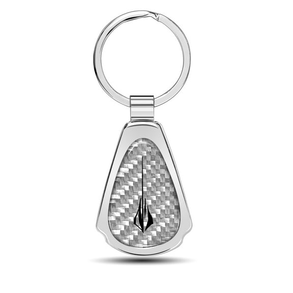 iPick Image for Chevrolet Corvette C8 Stingray Real Silver Dome Carbon Fiber Chrome Metal Teardrop Key Chain, Official Licensed