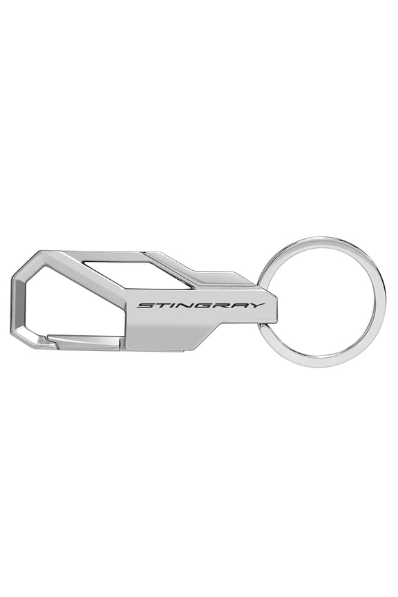for Chevrolet Corvette C8 Stingray Silver Carabiner-style Snap Hook Metal Key Chain, Official Licensed