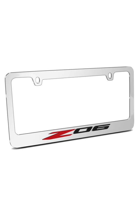 for Chevrolet Corvette C8 Z06 3D Embossed Letters on Mirror Chrome Metal License Plate Frame, Official Licensed