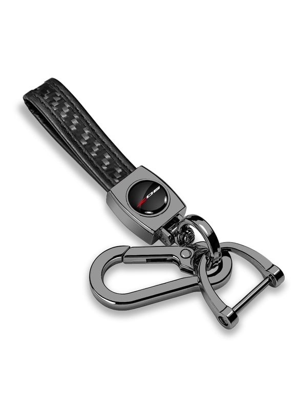 for Chevrolet Corvette C8 Z06 Real Black Carbon Fiber Strap Gunmetal Black Hook Key Chain, Official Licensed