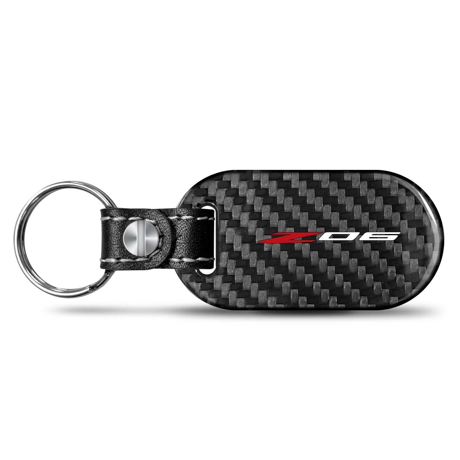 iPick Image for Chevrolet Corvette C8 Z06 Real Black Carbon Fiber Tag Style Key Chain, Official Licensed