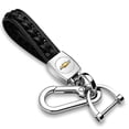 thumbnail image 1 of iPick Image for Chevrolet Golden Logo Braided Rope Style Genuine Black Leather Key Chain, Official Licensed, 1 of 7