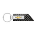 thumbnail image 1 of iPick Image for Chevrolet Golden Logo Silver Metal Plate Carbon Fiber Texture Black PU Leather Key Chain, Official Licensed, 1 of 5