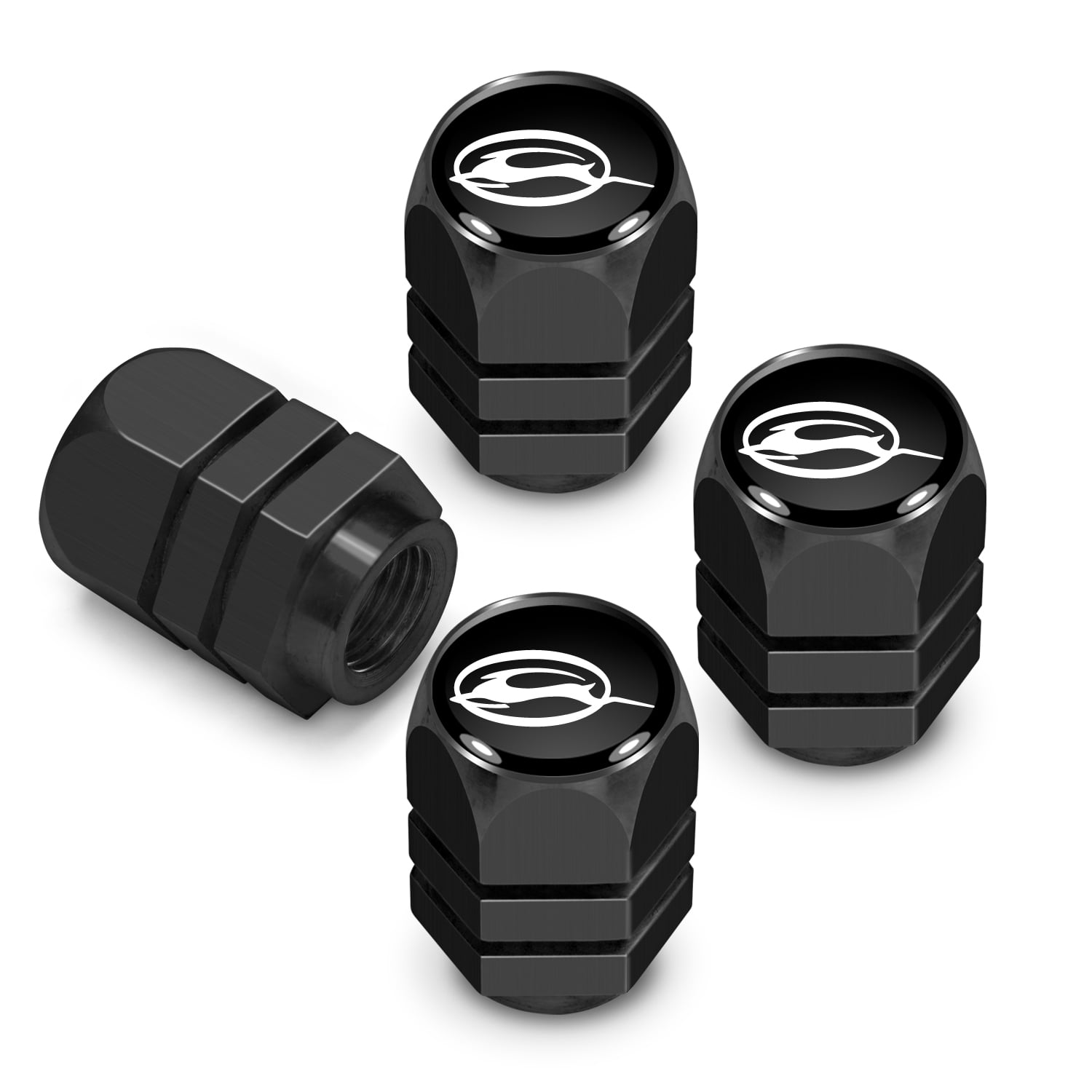 iPick Image for Chevrolet Impala Logo in Black on Black Hexagon Shape Aluminum Tire Valve Stem Caps, Official Licensed