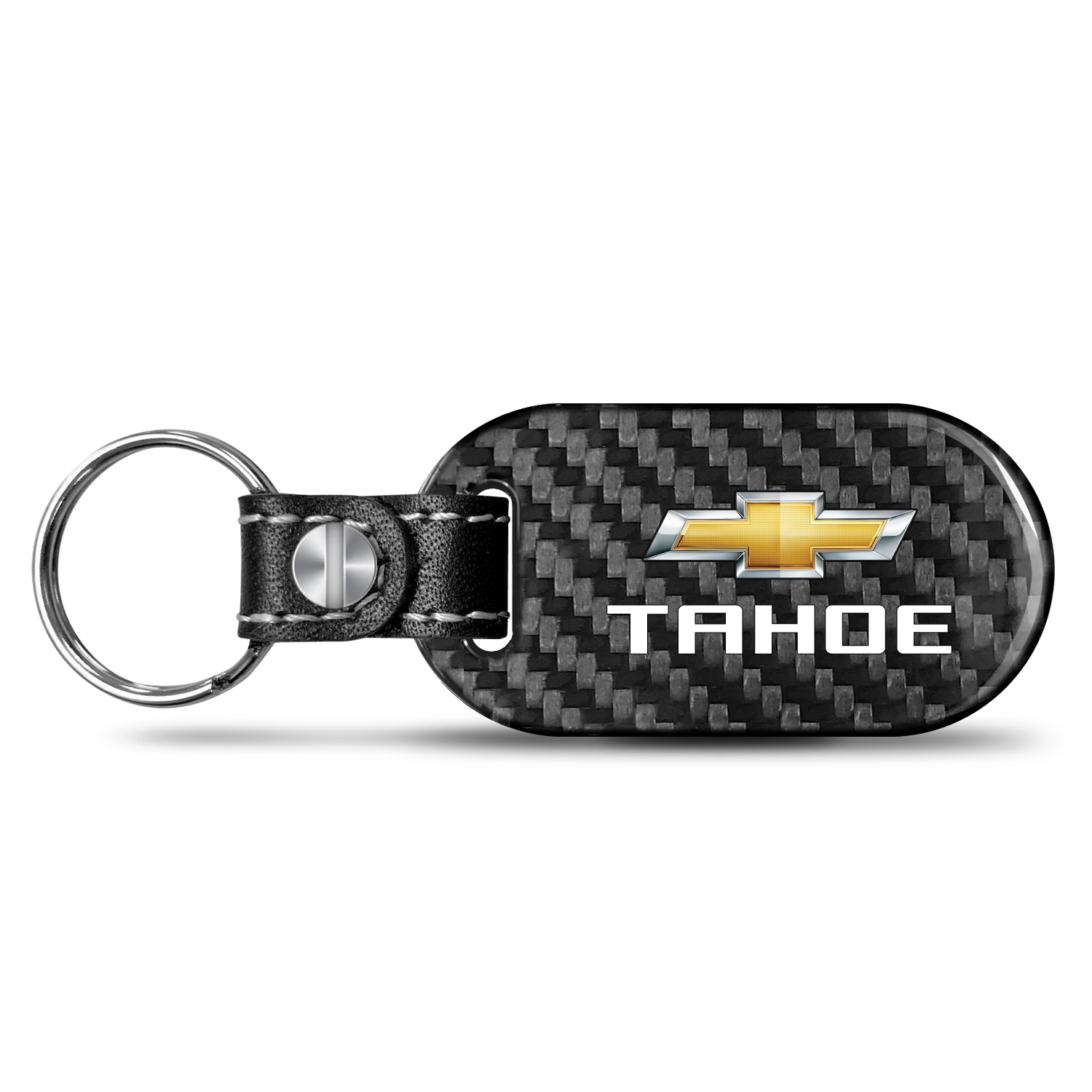 iPick Image for Chevrolet Tahoe Real Black Carbon Fiber Tag Style Key Chain, Official Licensed