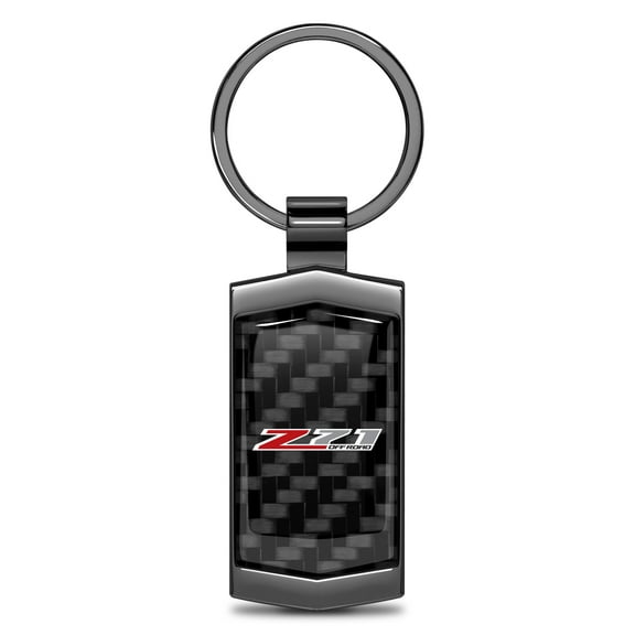 iPick Image for Chevrolet Z71 Real Black Carbon Fiber Gunmetal Black Case Key Chain, Official Licensed