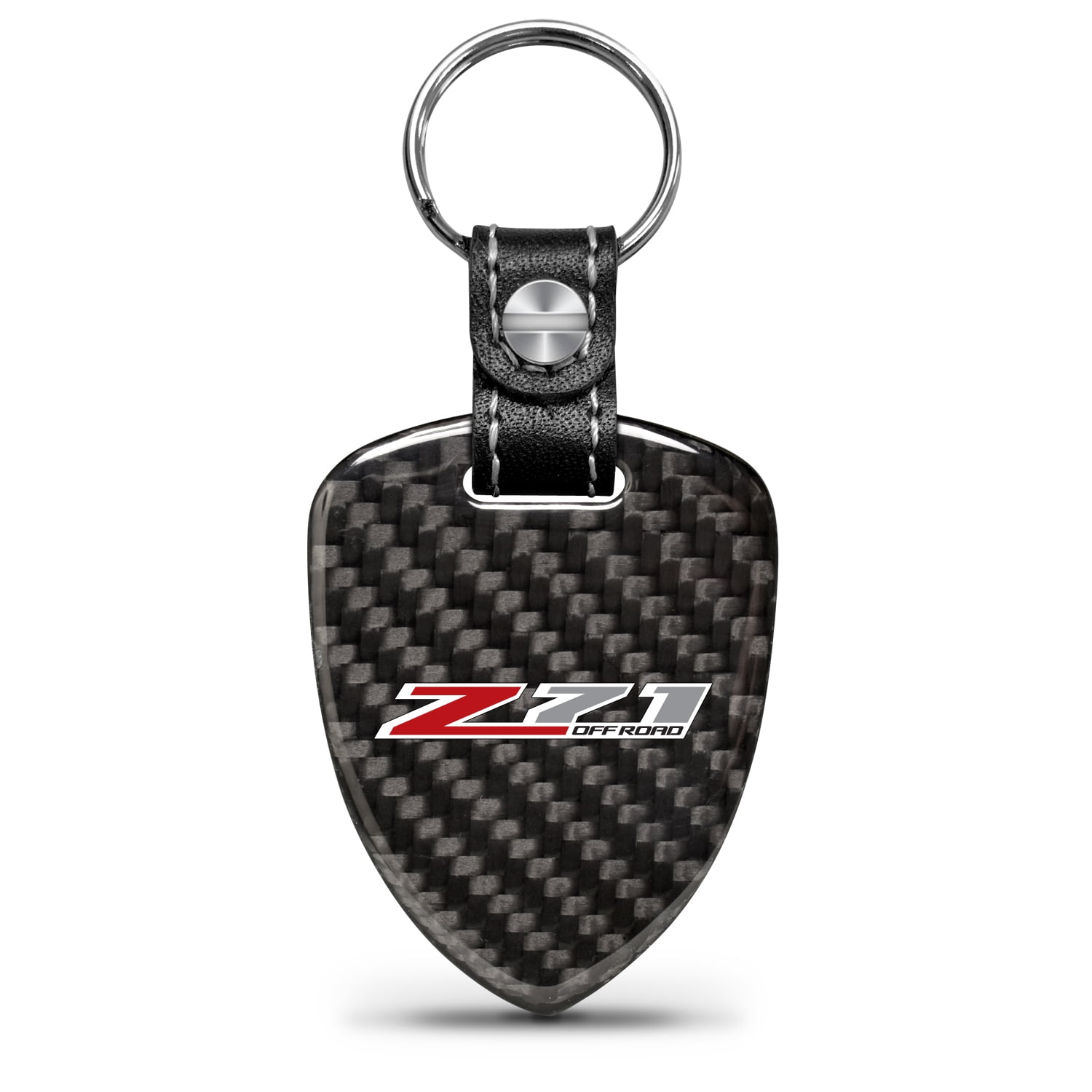 iPick Image for Chevrolet Z71 Real Black Carbon Fiber Large Shield-Style Key Chain, Official Licensed