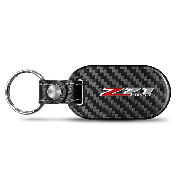 iPick Image for Chevrolet Z71 Real Black Carbon Fiber Tag Style Key Chain, Official Licensed