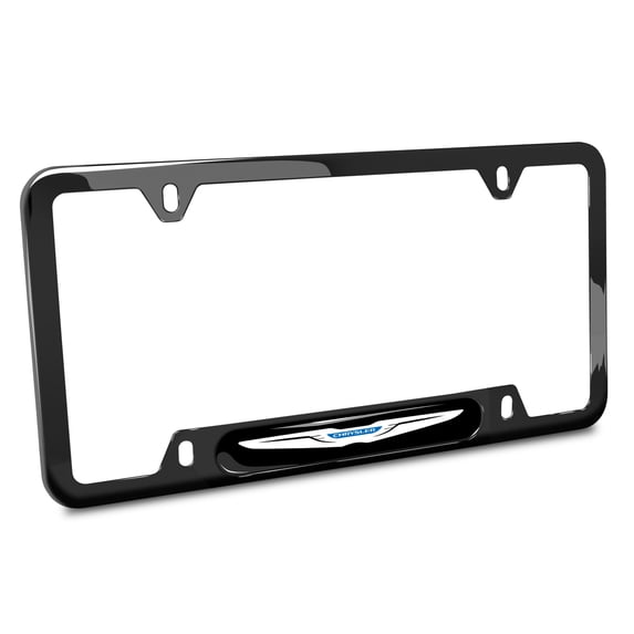 iPick Image for Chrysler Logo Black Insert Black Stainless Steel License Plate Frame, Official Licensed