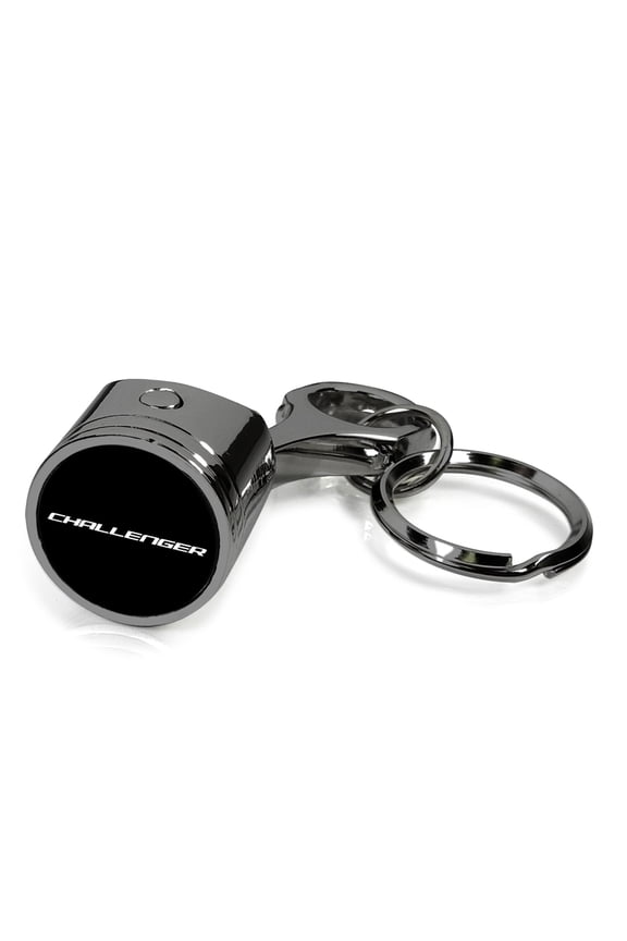 for Dodge Challenger Black-Chrome Finish Engine Piston and Rod Metal Key Chain, Official Licensed