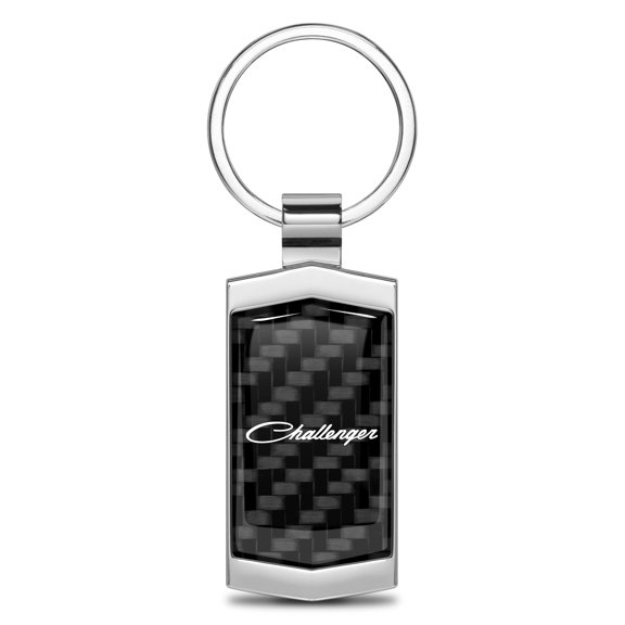 iPick Image for Dodge Challenger Classic Real Black Carbon Fiber Chrome Metal Case Key Chain, Official Licensed
