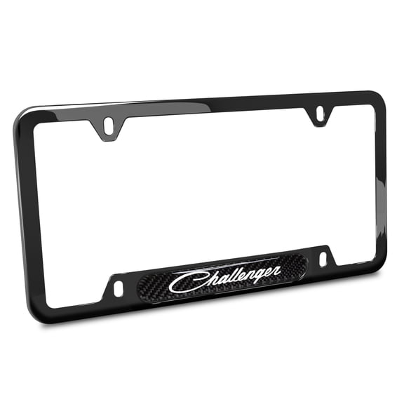 iPick Image for Dodge Challenger Classic Real Carbon Fiber Insert Black Stainless Steel License Plate Frame, Official Licensed