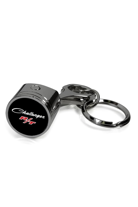 for Dodge Challenger R/T Classic Black-Chrome Finish Engine Piston and Rod Metal Key Chain, Official Licensed