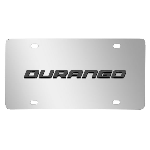 iPick Image for Dodge Durango 3D Dark Gray Logo on Mirror Chrome Stainless Steel License Plate, Official Licensed
