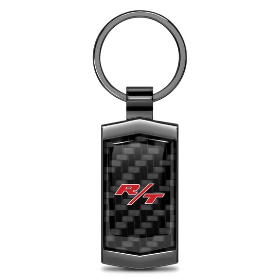 iPick Image for Dodge R/T Logo Real Black Carbon Fiber Gunmetal Black Metal Case Key Chain, Official Licensed