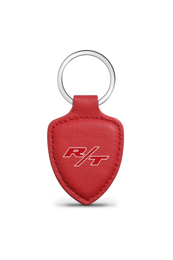 for Dodge R/T Logo Soft Real Red Leather Shield-Style Key Chain, Official Licensed
