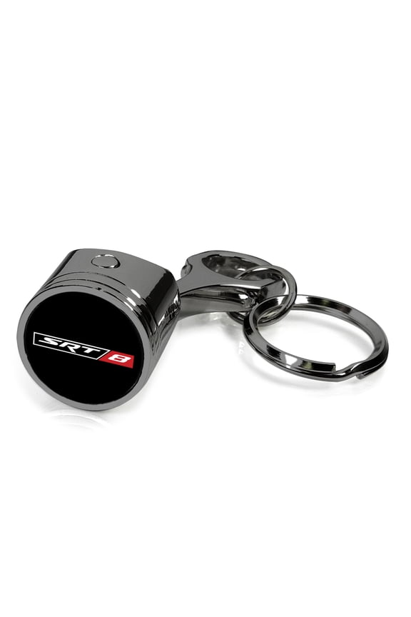 for Dodge SRT-8 Logo Black-Chrome Finish Engine Piston and Rod Metal Key Chain, Official Licensed