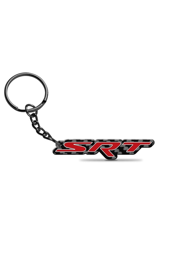 for Dodge SRT Black Real Carbon Fiber Logo Shape Cut Key Chain, Official Licensed