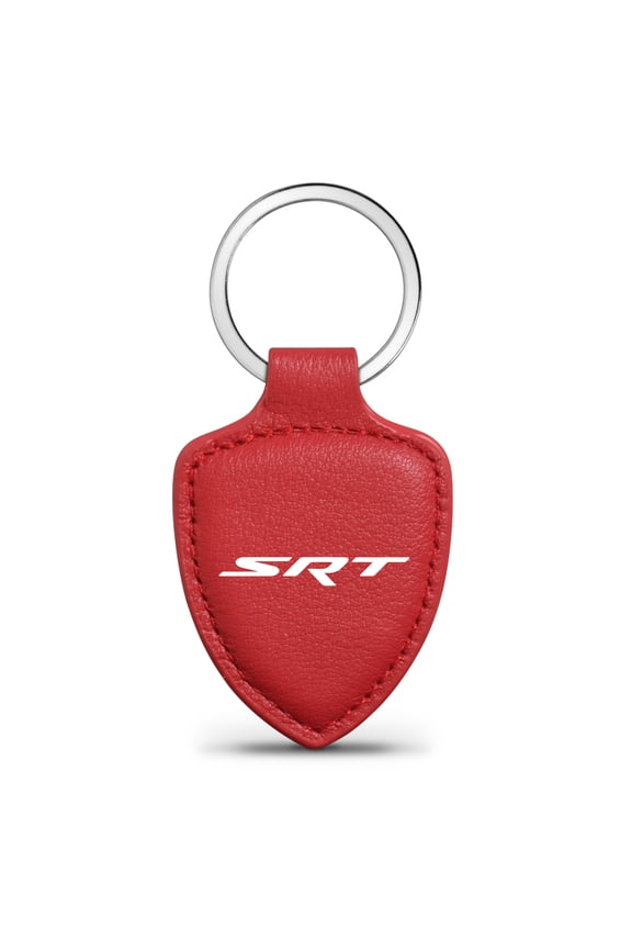 for Dodge SRT Logo Soft Real Red Leather Shield-Style Key Chain, Official Licensed