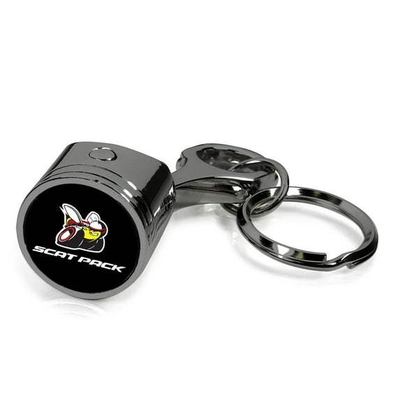 iPick Image for Dodge Scat-Pack Black-Chrome Finish Engine Piston and Rod Metal Key Chain, Official Licensed