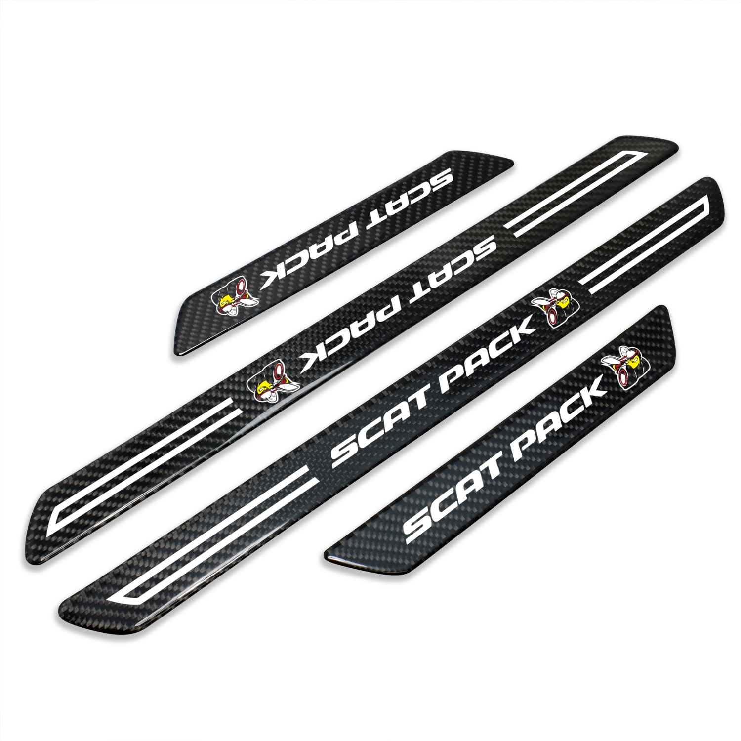iPick Image for Dodge Scat Pack Black Real Carbon Fiber 4 Pcs Universal Car Door Sill Step Protector Kick Plates Set of 4 Official Licensed Walmart