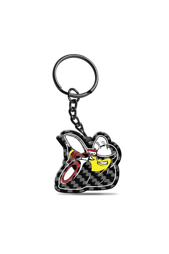 for Dodge Scat-Pack Black Real Carbon Fiber Logo Shape Cut Key Chain, Official Licensed