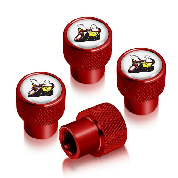 iPick Image for Dodge Scat-Pack Full Color in White on Red Aluminum Tire Valve Stem Caps, Official Licensed