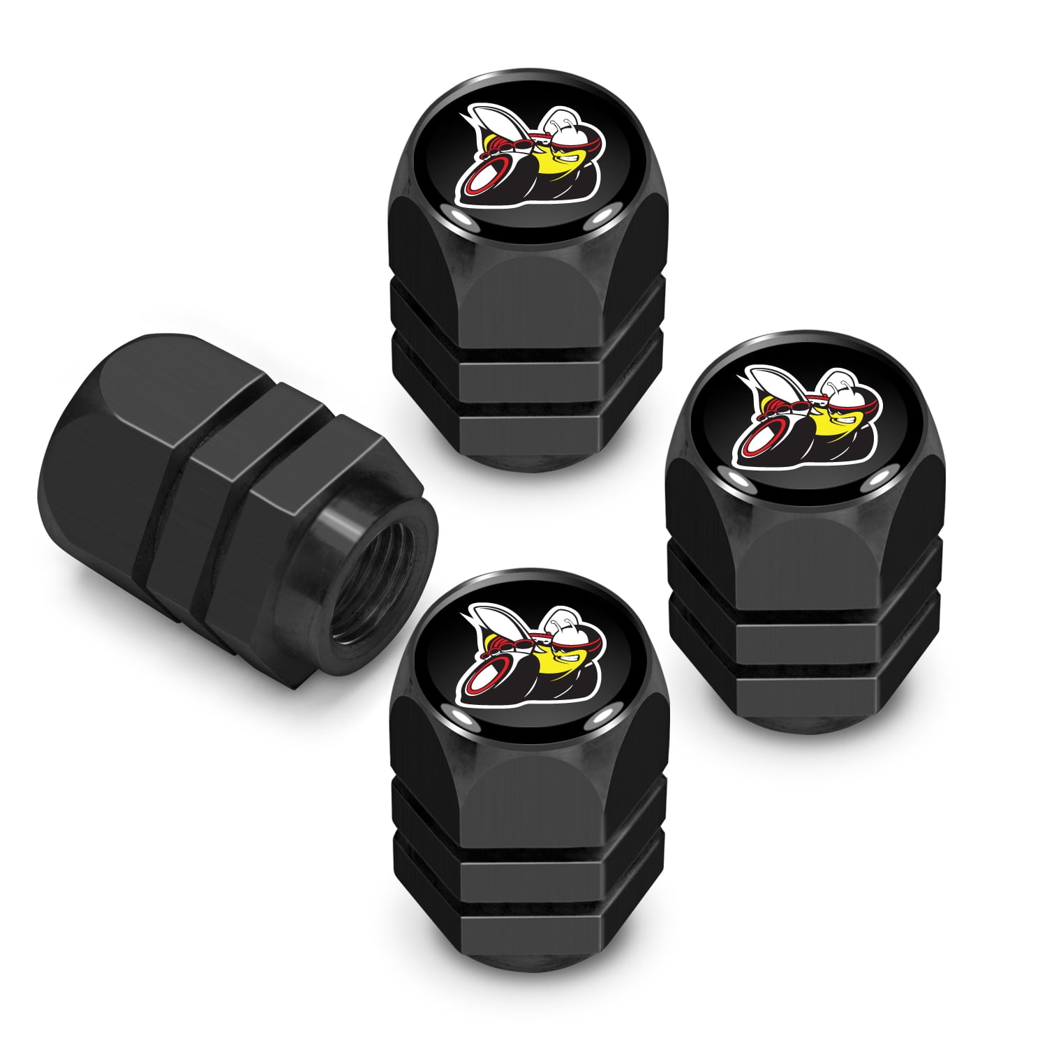 iPick Image for Dodge Scat-Pack Logo in Black on Black Hexagon Shape Aluminum Tire Valve Stem Caps, Official Licensed