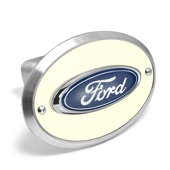 iPick Image for Ford 3D Logo Night Glow Luminescent Oval Billet Aluminum 2 inch Tow Hitch Cover, Official Licensed