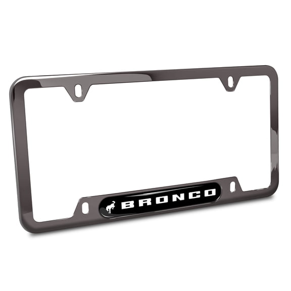 iPick Image for Ford Bronco Black Insert Gunmetal Chrome Stainless Steel License Plate Frame, Official Licensed