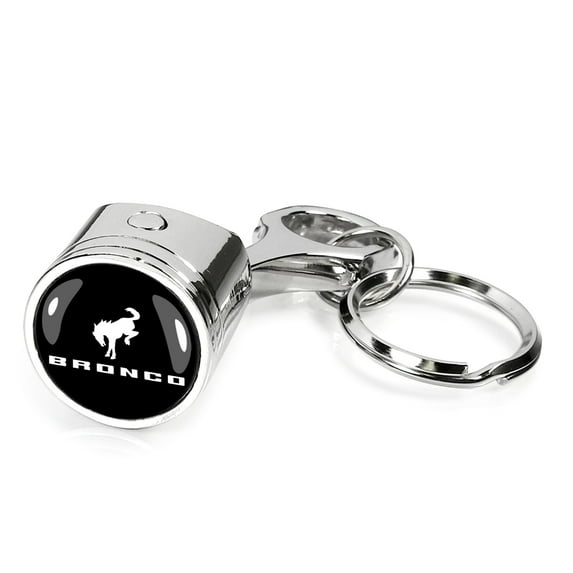 iPick Image for Ford Bronco Chrome Finish Engine Piston and Rod Metal Key Chain Keychain, Official Licensed