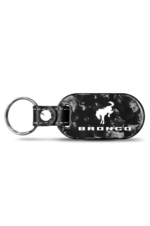 for Ford Bronco LED Printed on Real Forged Carbon Fiber Tag Style Key Chain, Official Licensed